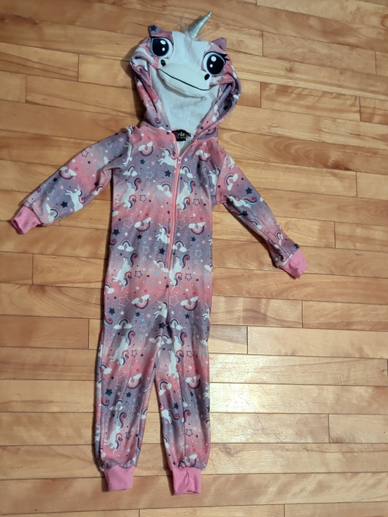 Other - Kids Unicorn Hooded One-Piece Pajamas - Pink & Purple